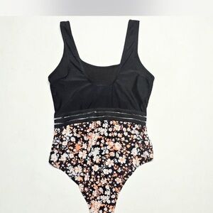 SHEIN Black Floral One-Piece Swimsuit